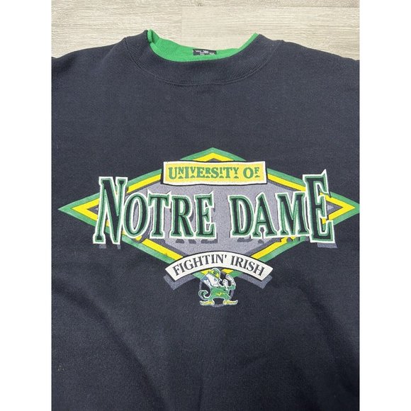 VTG 80s Notre Dame Fighting Irish Short Sleeve Sweatshirt Front Row Sz Lg RARE - Picture 4 of 9